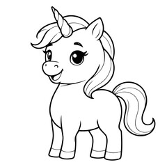 Simple vector illustration of Unicorn for children colouring activity