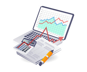 Obraz premium Tax financial analysis data infographics flat isometric 3d illustration