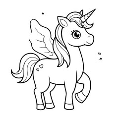 Cute vector illustration Unicorn doodle for toddlers coloring activity