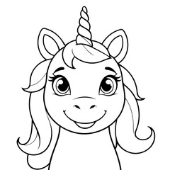 Cute vector illustration Unicorn drawing for kids colouring activity