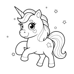 Vector illustration of a cute Unicorn doodle for children worksheet