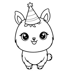 Simple vector illustration of Llama for kids coloring page