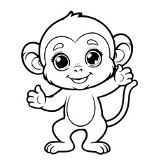 Cute vector illustration Monkey doodle for kids coloring worksheet