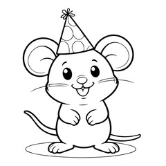 Vector illustration of a cute mouse doodle for kids coloring worksheet
