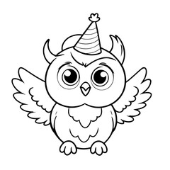 Vector illustration of a cute Owl drawing for toddlers colouring page