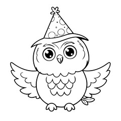Vector illustration of a cute Owl doodle colouring activity for kids