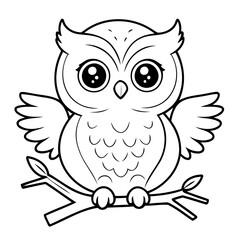 Simple vector illustration of Owl for children colouring activity