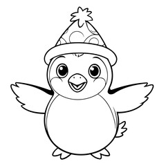 Vector illustration of a cute penguin drawing for kids page