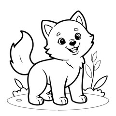 Cute vector illustration Wolf drawing colouring activity