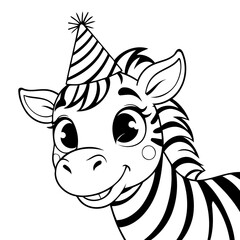 Simple vector illustration of Zebra drawing for toddlers coloring activity