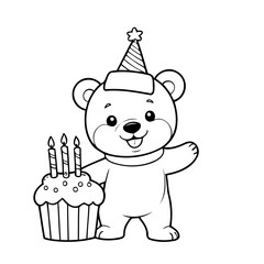 Cute vector illustration bear doodle colouring activity for kids