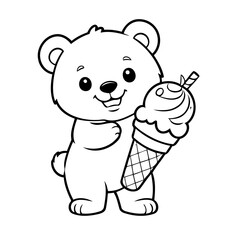 Cute vector illustration Bear for children colouring activity