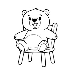 Simple vector illustration of Bear for children colouring activity