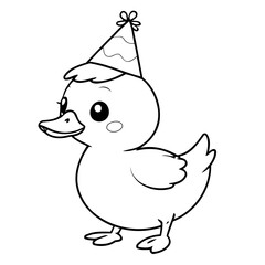 Vector illustration of a cute duck doodle for kids coloring worksheet