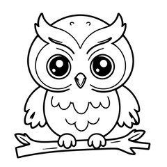 Vector illustration of a cute Owl doodle for children worksheet