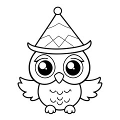 Vector illustration of a cute Owl doodle for toddlers colouring page