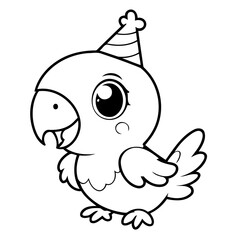 Vector illustration of a cute parrot doodle for kids colouring page
