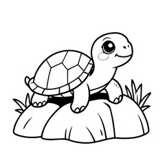 Simple vector illustration of Turtle for kids coloring page