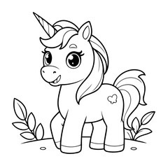 Cute vector illustration Unicorn doodle for toddlers worksheet