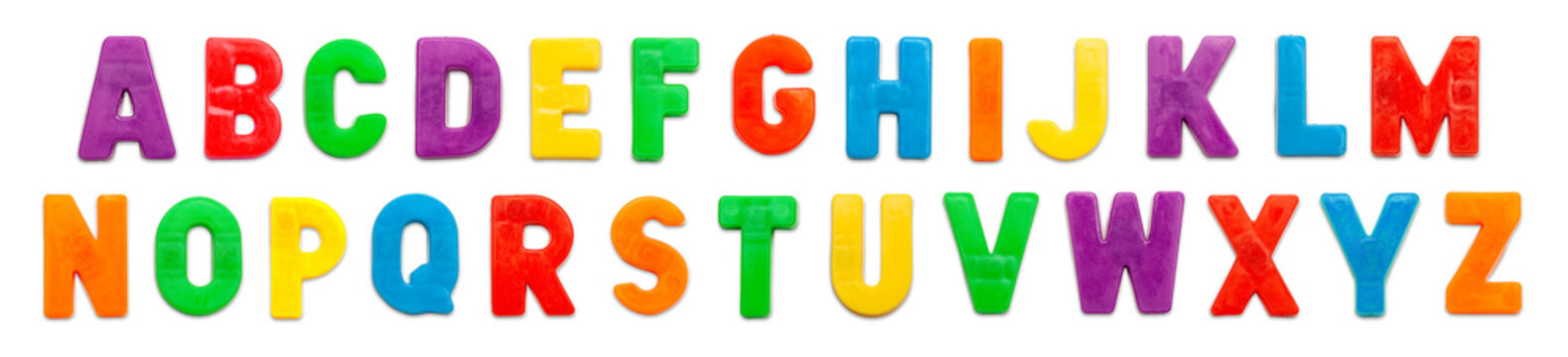 Isolated Magnetic Plastic Alphabet Toy ABC Letters On Transparent Background. Transparent PNG.