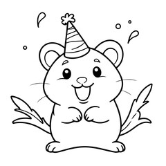 Cute vector illustration hamster doodle for toddlers coloring activity