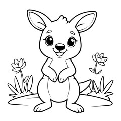 Vector illustration of a cute Kangaroo drawing for toddlers coloring activity
