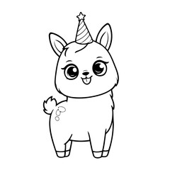Simple vector illustration of Llama for toddlers colouring page