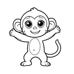Simple vector illustration of Monkey drawing for children page