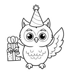 Simple vector illustration of Owl for kids coloring page
