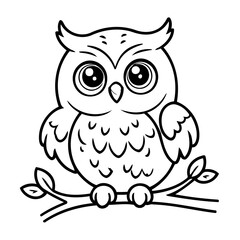 Cute vector illustration Owl doodle for kids colouring page