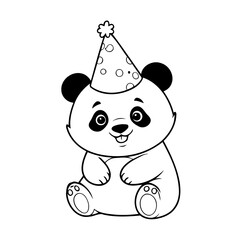 Simple vector illustration of panda drawing for toddlers colouring page