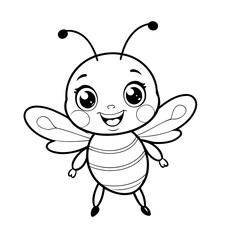 Vector illustration of a cute Bee drawing for kids colouring page