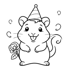 Simple vector illustration of hamster for kids coloring page