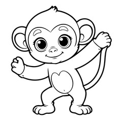 Fototapeta premium Cute vector illustration Monkey drawing for toddlers coloring activity