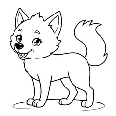 Vector illustration of a cute Wolf doodle for toddlers coloring activity