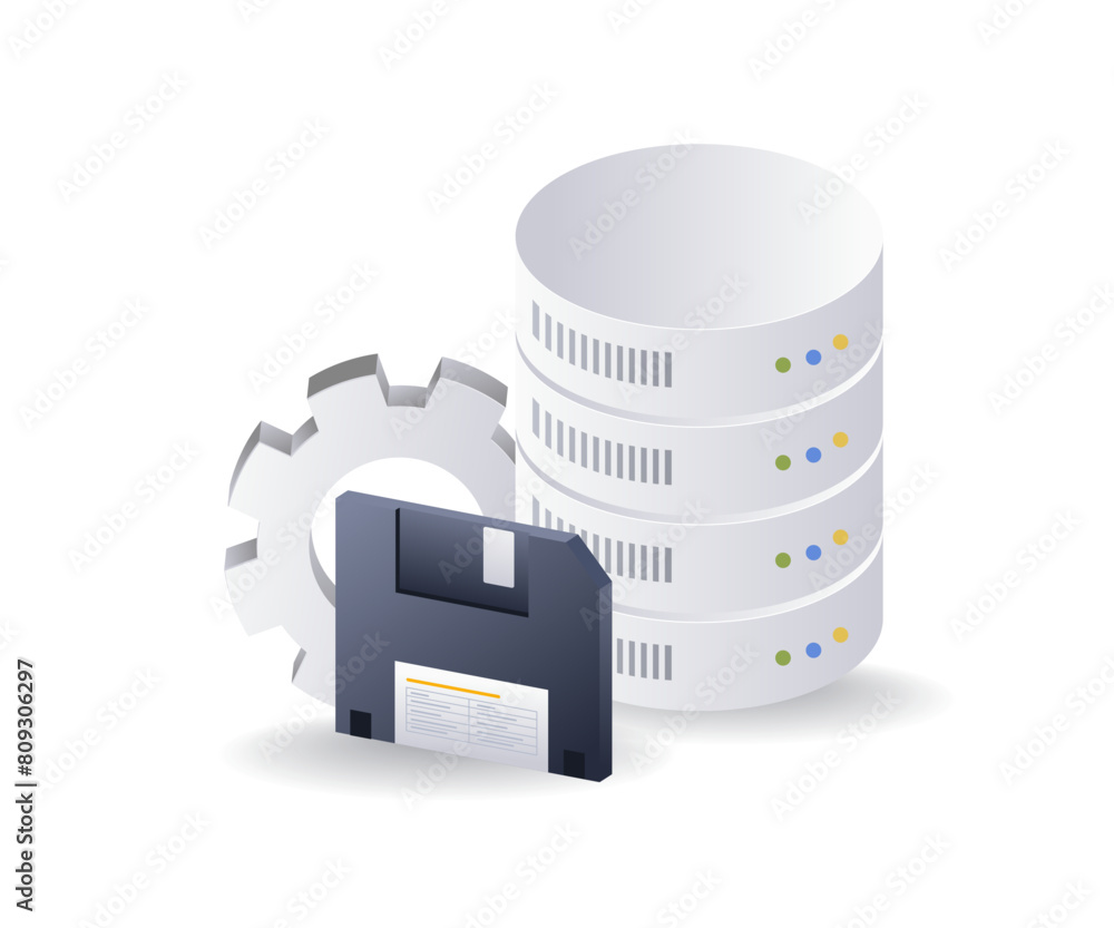 Poster Server database security infographic 3d flat isometric illustration