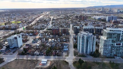 Aerial view over the city of Ottawa Quebec side - travel photography by drone