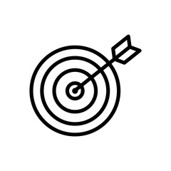 Target line icon. Achievement icon. Dart icon isolated on white background. Transparent background, minimalist symbol. Vector images