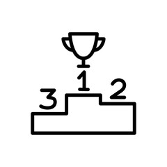 Trophy line icon. Achievement icon. Trophy icon isolated on white background. Transparent background, minimalist symbol. Vector images