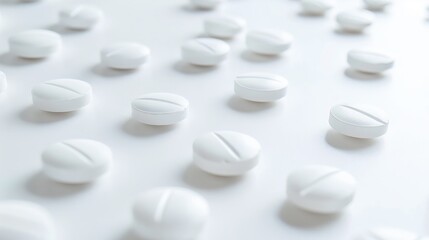 White pills on a white surface
