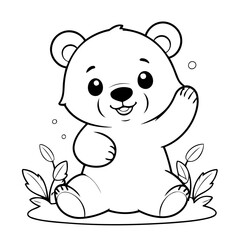 Cute vector illustration Bear for kids coloring activity page