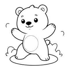 Simple vector illustration of Bear for kids coloring page