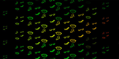 Dark Green, Yellow vector texture with women's rights symbols.