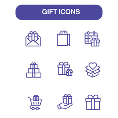 gifts box line vector icons , gift box line icon , gift icon