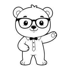 Obraz premium Cute vector illustration Bear doodle for toddlers colouring page