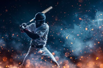 baseball player with bat taking a swing