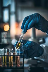 Scientist Conducting Experiments in Test Tube-Filled Lab