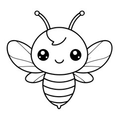 Simple vector illustration of bee for toddlers colouring page