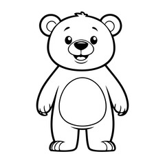 Cute vector illustration Bear doodle colouring activity for kids