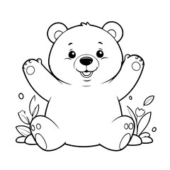 Vector illustration of a cute Bear doodle for toddlers worksheet